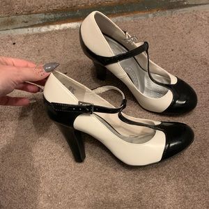 Black and white Oxford inspired heels